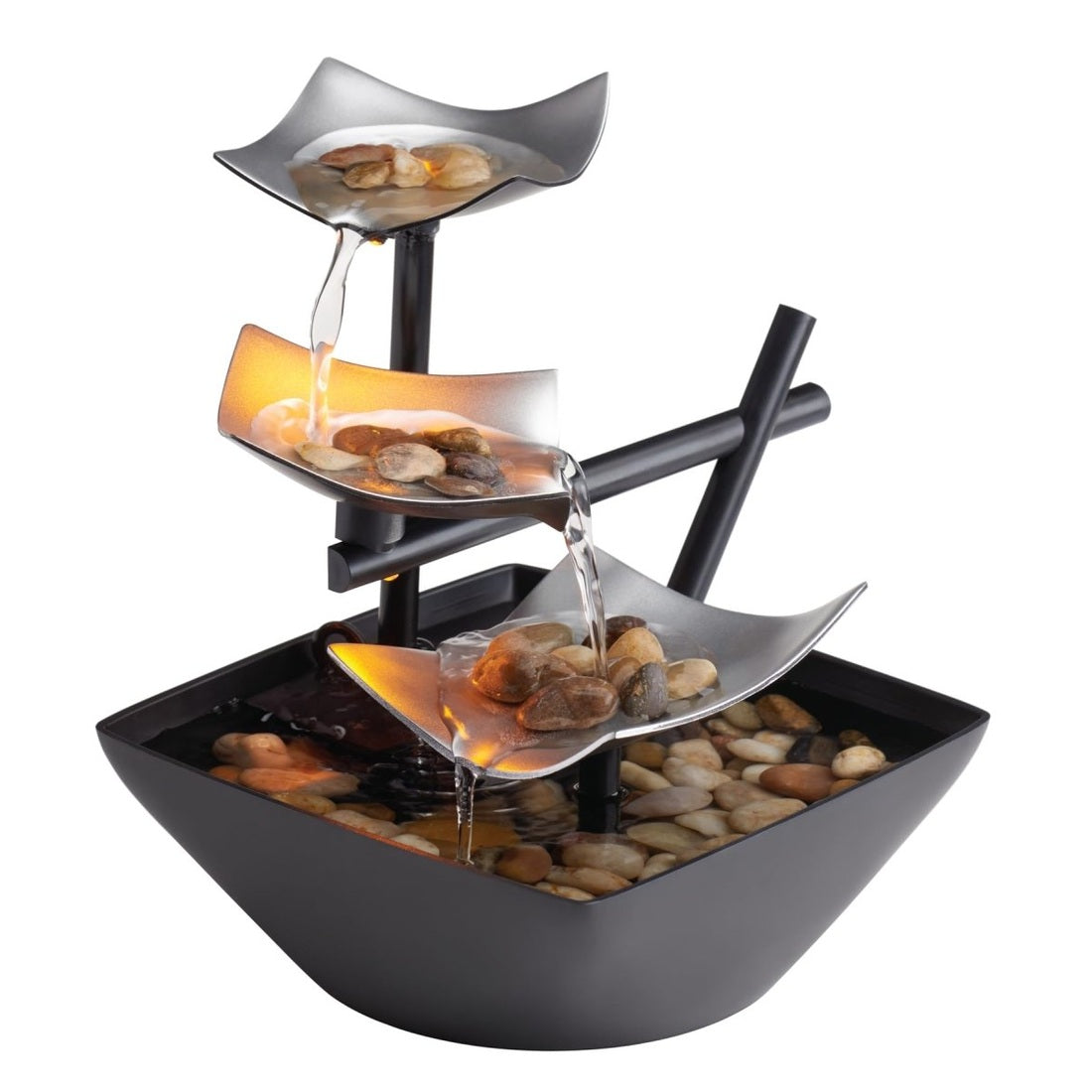 Homedics Tabletop Water Fountain – Zen Relaxation with Pump & River Rocks, 21cm Tall. - Easiley - B000QTUJXS