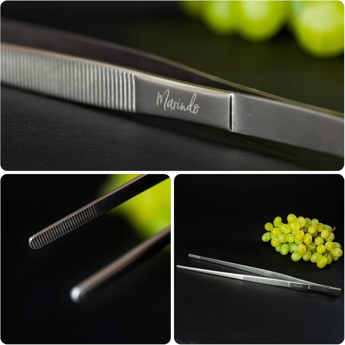 Marindo® Stainless Steel Barbecue Tongs – 30 cm Cooking & Kitchen Tongs, Dishwasher Safe