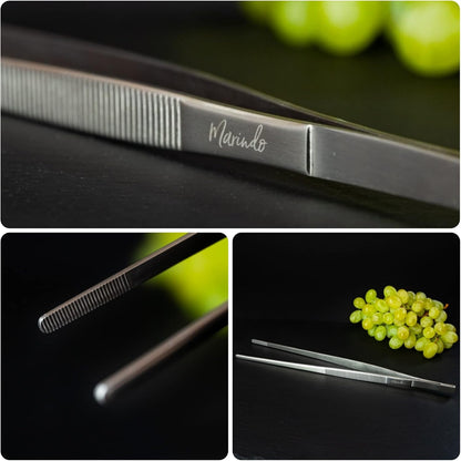 Marindo® Stainless Steel Barbecue Tongs – 30 cm Cooking & Kitchen Tongs, Dishwasher Safe