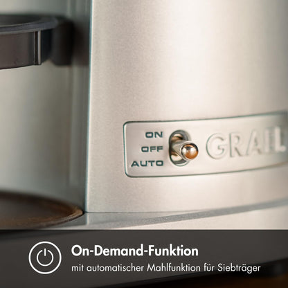 GRAEF Kaffeemühle CM800, Kegelmahlwerk aus Edelstahl, 40 Mahlgradeinstellungen, abnehmbarer 350g Kaffeebohnenbehälter, Antistatik-Einsatz, Grind on Demand Funktion, Aluminiumgehäuse silber