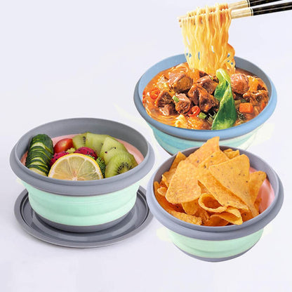 Foldable Silicone Bowls – Pack of 3 Portable Food Storage Containers for Camping & Everyday Use