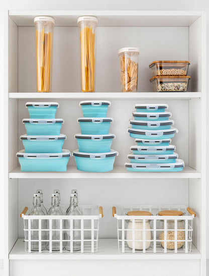 Pack of 4 Foldable Food Storage Boxes with Lid, Collapsible Lunch Box, Foldable Silicone Bowl for Snacks, Meals, Leftovers, On the Go and Home