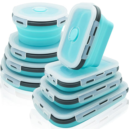 Pack of 4 Foldable Food Storage Boxes with Lid, Collapsible Lunch Box, Foldable Silicone Bowl for Snacks, Meals, Leftovers, On the Go and Home