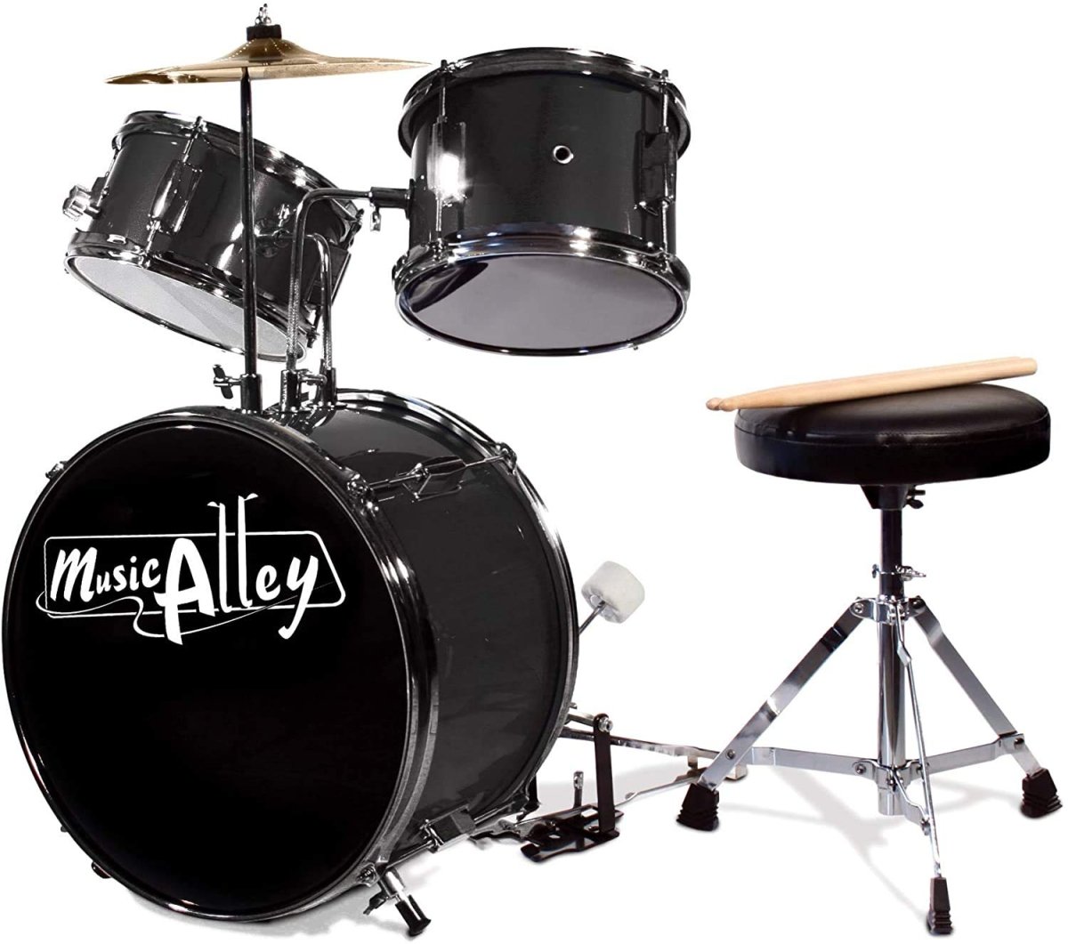 Music Alley Junior Drum Kit for Kids with Kick Drum Pedal, Drum Stool & Drum Sticks - Red - Easiley - B01MPWFGWT