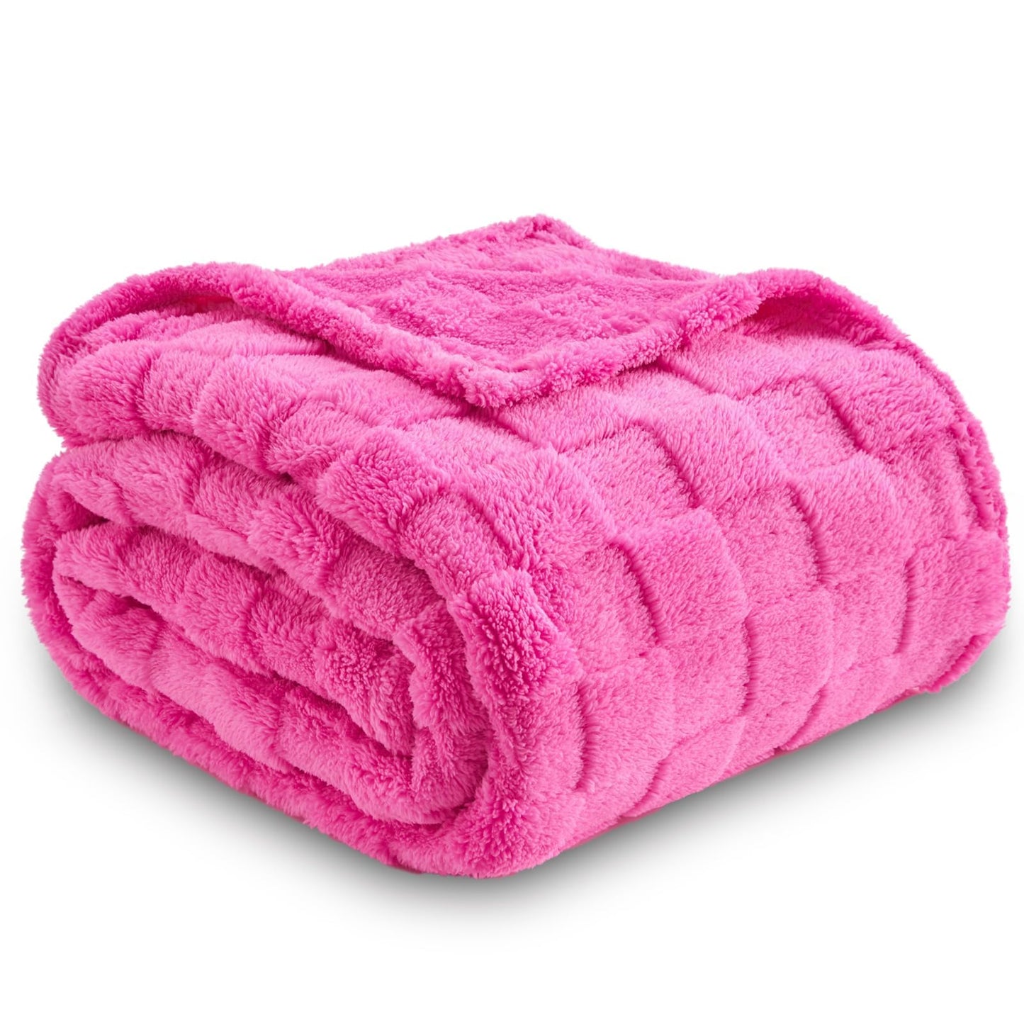 NEWCOSPLAY Super Soft King Blanket – Pink Checkered Flannel Fleece, Lightweight & Silky, All-Season Bed Throw (90"x110").