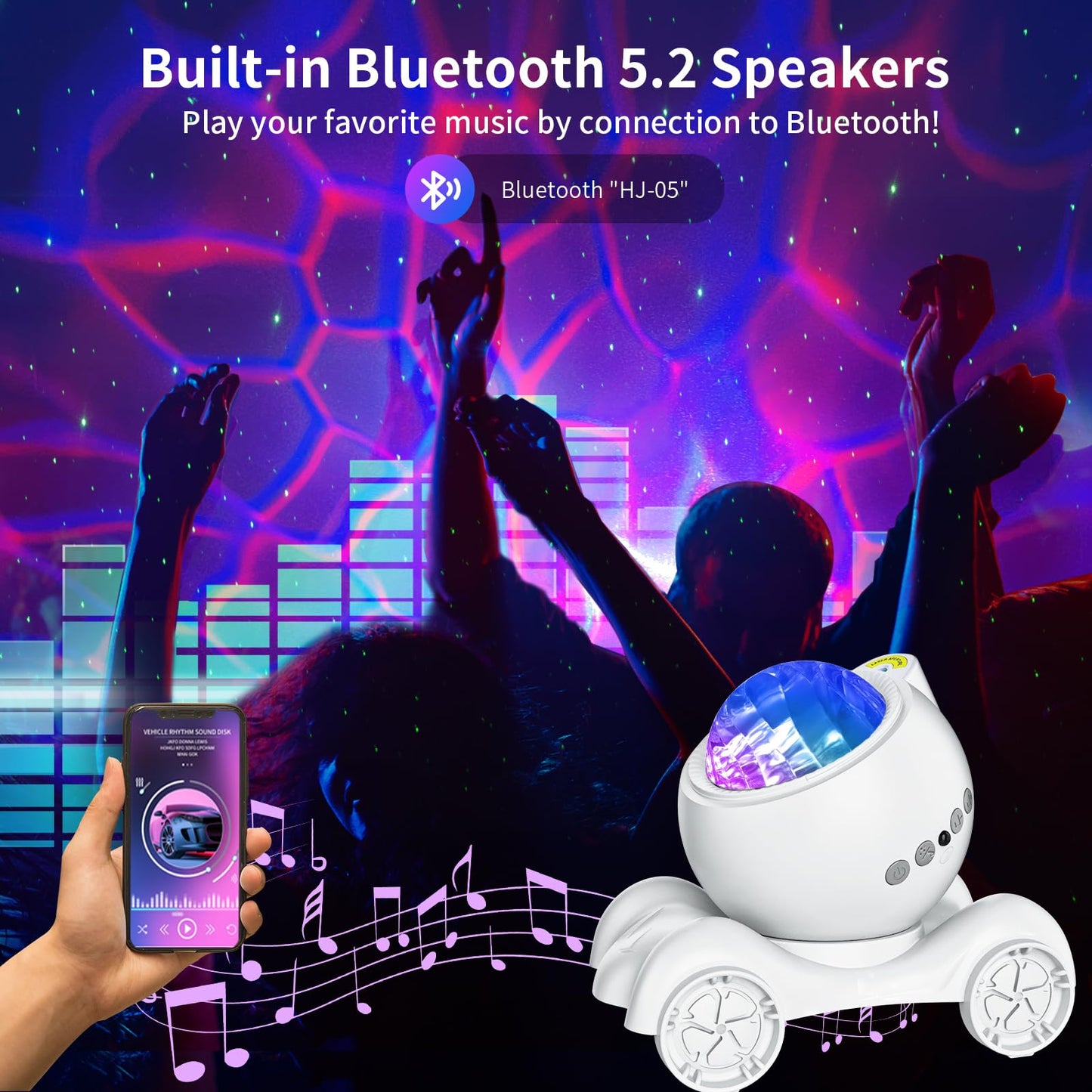 ENOKIK Galaxy Projector – Star & Aurora Night Light with Bluetooth Speaker & White Noise