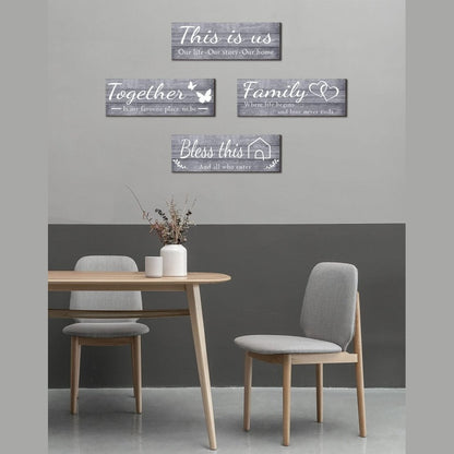 Joyhawk 4 - Piece Rustic Wooden Wall Decor – Farmhouse Signs for Living Room, Bedroom, Kitchen (Grey, 4.7" x 13.8"). - Easiley - B09X3BT2VS