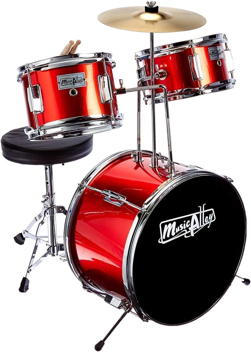 Music Alley Junior Drum Kit for Kids with Kick Drum Pedal, Drum Stool & Drum Sticks - Red - Easiley - B000GG4AUY