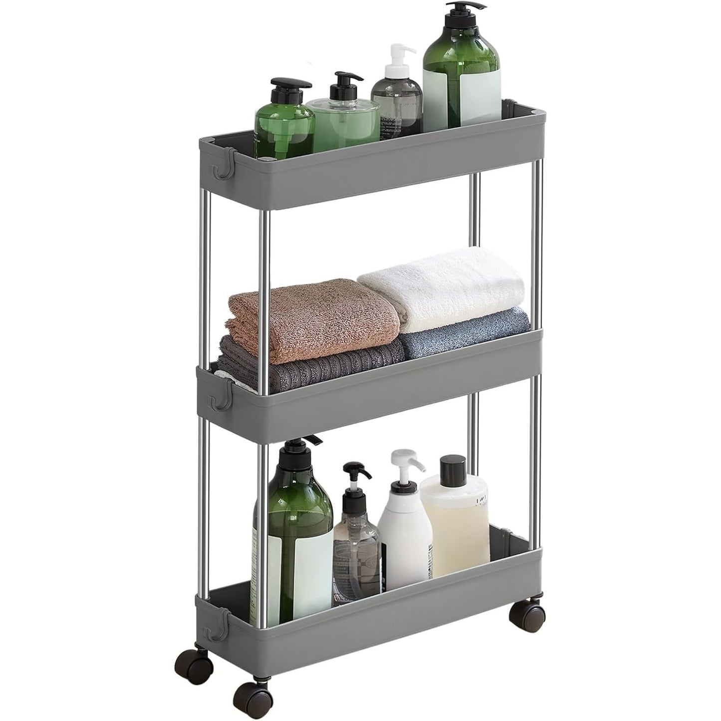 SONGMICS kapea 4-tasoinen säilytyskärry pyörillä – keittiöön ja kylpyhuoneeseen (40 × 12,5 × 86 cm)