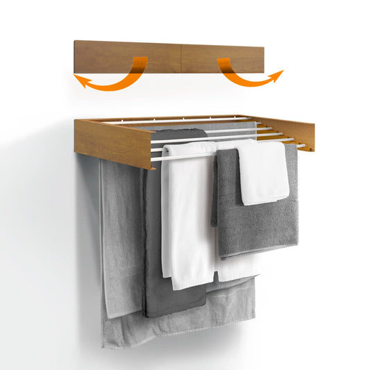 Wall-Mounted Retractable Clothes Airer – Foldable, Space-Saving Drying Rack (Grey, 70 cm)