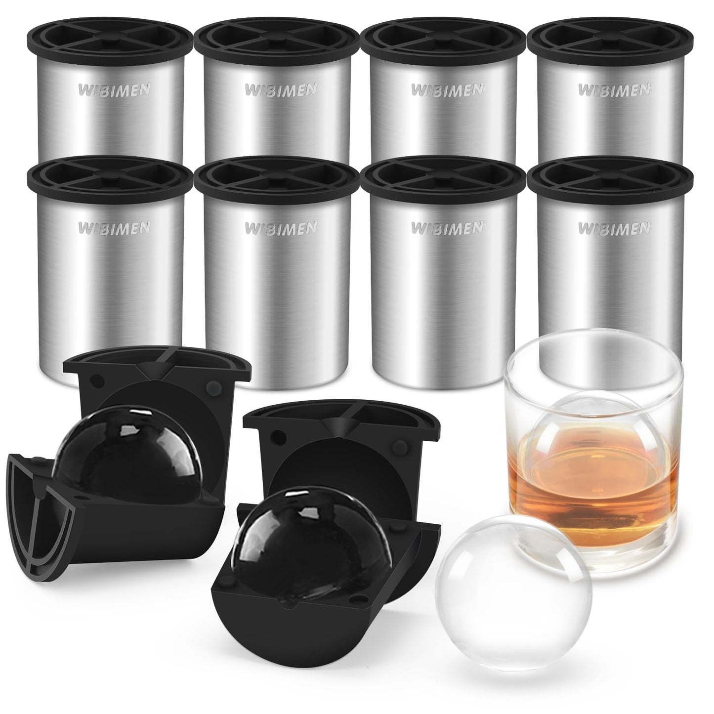 Clear Ice Ball Maker – 6.35 cm (2.5″) Crystal Clear Ice Balls, Stainless Steel & BPA-Free Silicone (2 Pack)