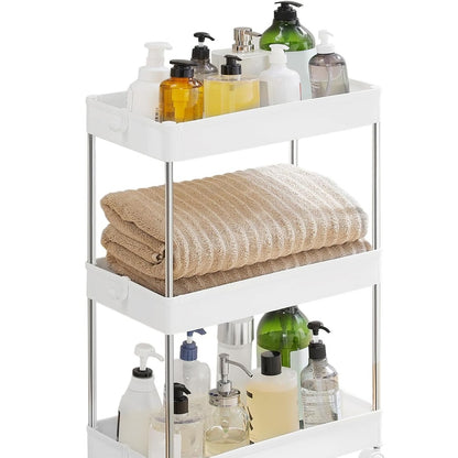 SONGMICS kapea 4-tasoinen säilytyskärry pyörillä – keittiöön ja kylpyhuoneeseen (40 × 12,5 × 86 cm)