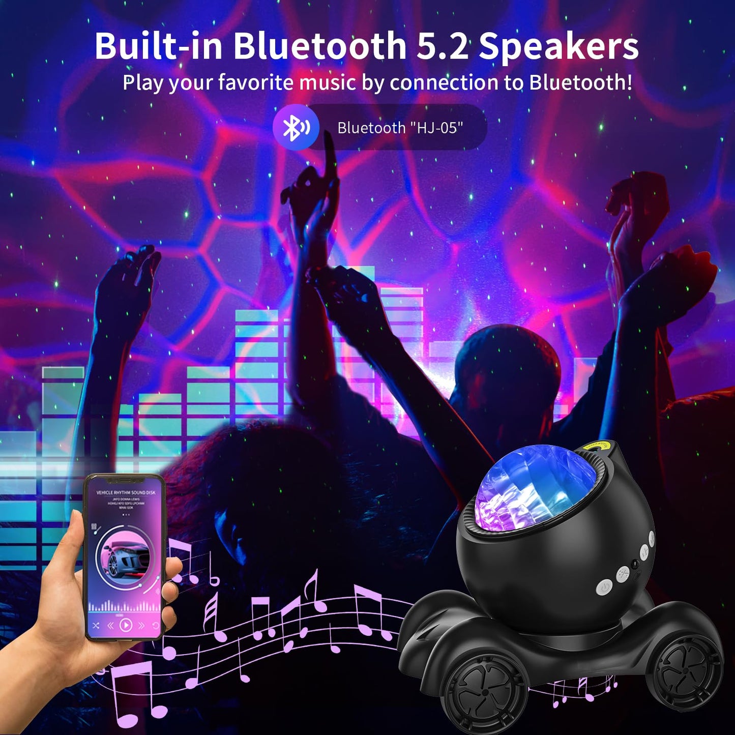 ENOKIK Galaxy Projector – Star & Aurora Night Light with Bluetooth Speaker & White Noise