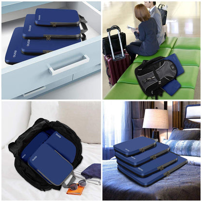 Eono Essentials Compressible Packing Cubes – 4/6-Piece Travel Luggage Organiser Set