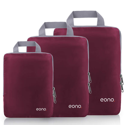 Eono Essentials Compressible Packing Cubes – 4/6-Piece Travel Luggage Organiser Set