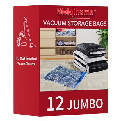 MEIQIHOME 16-Pack Vacuum Storage Bags with Electric Pump – 4J/4L/4M/4S for Clothes, Travel & Moving