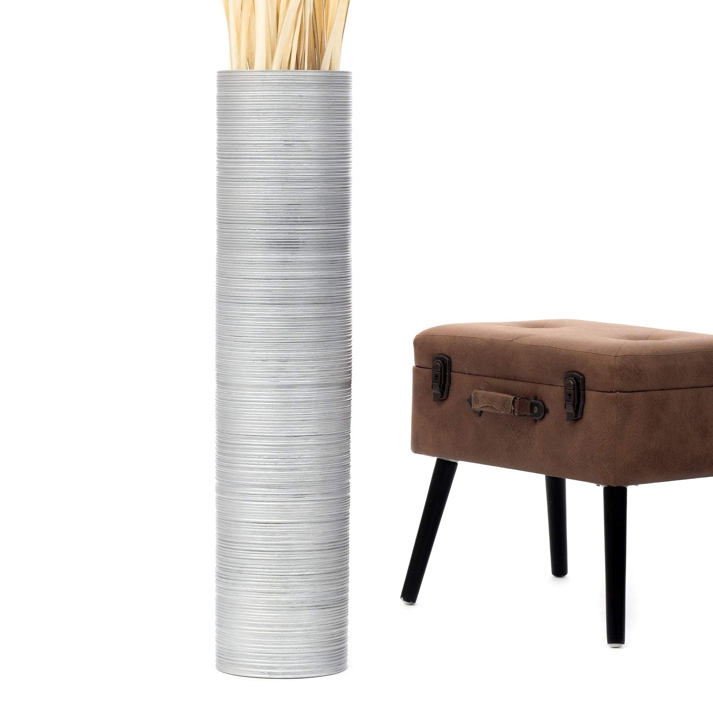 Puinen lattiamaljakko pampaheinille & oksille, 70 cm