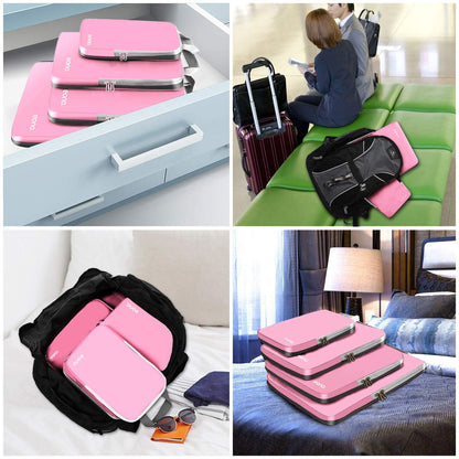 Eono Essentials Compressible Packing Cubes – 4/6-Piece Travel Luggage Organiser Set