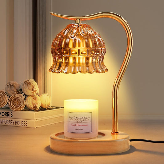 Candle Warmer Lamp with Timer, Vintage Flower Candle Lamp Warmer, Dimmable Electric Lamp Candle Warmer with 2 Bulbs for Scented Jar Candles, House Warming Gifts for Mom Women Home Room Office Decor - Easiley - B0DGKDVLGS