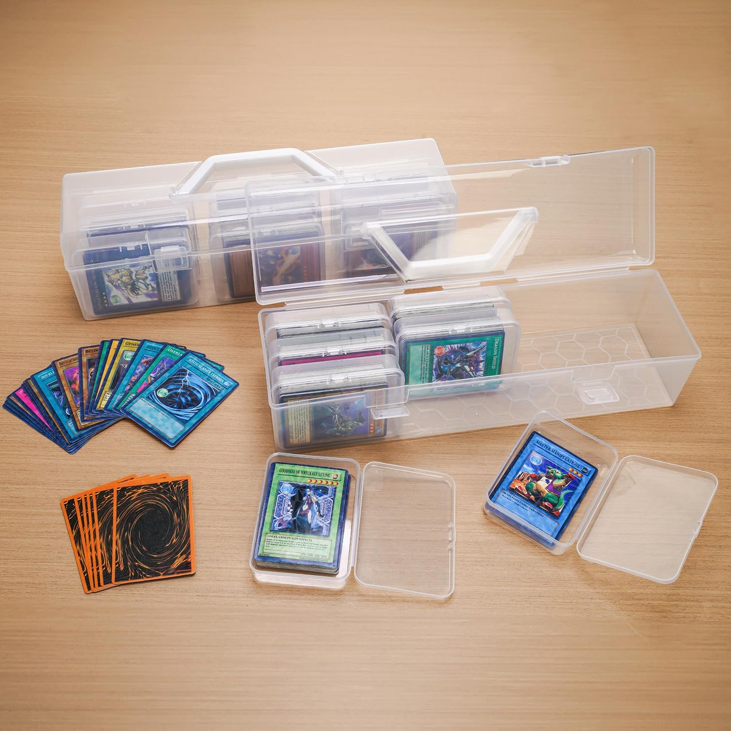 NiHome Transparent Trading Card Storage Box with 9 Compartments – Water & Dustproof, Portable Handle Case