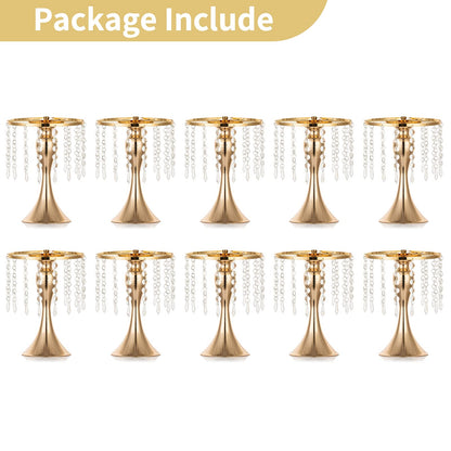 Nuptio Kristall-Blumenständer, Hochzeitsdekoration für Tische, 26 cm Höhe, Blumenhalter, Mittelstück, Metall-Blumenvase für Hochzeit, Party, Empfang, Esszimmer, Wohnzimmer, Dekoration, 2 Stück