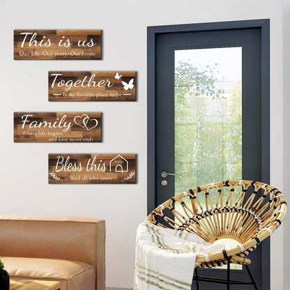 Joyhawk 4 - Piece Rustic Wooden Wall Decor – Farmhouse Signs for Living Room, Bedroom, Kitchen (Grey, 4.7" x 13.8"). - Easiley - B09X3BT2VS
