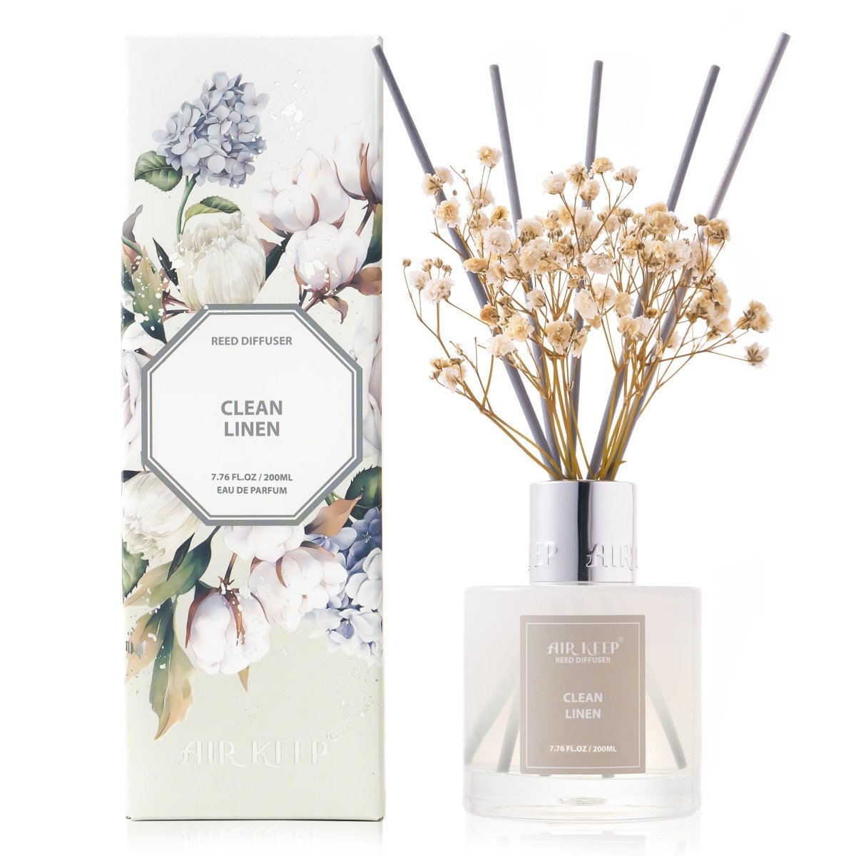 Reed Diffuser Set (3.38 fl oz) – Clean Linen Scent with 8 Sticks, Home Fragrance for Bathroom & Shelf Decor - Easiley - B0DCJ3RZC3