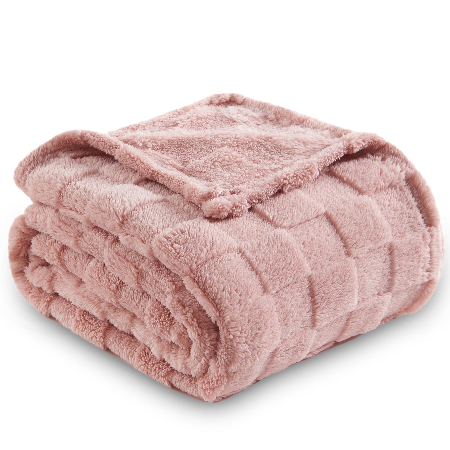 NEWCOSPLAY Super Soft King Blanket – Pink Checkered Flannel Fleece, Lightweight & Silky, All-Season Bed Throw (90"x110").