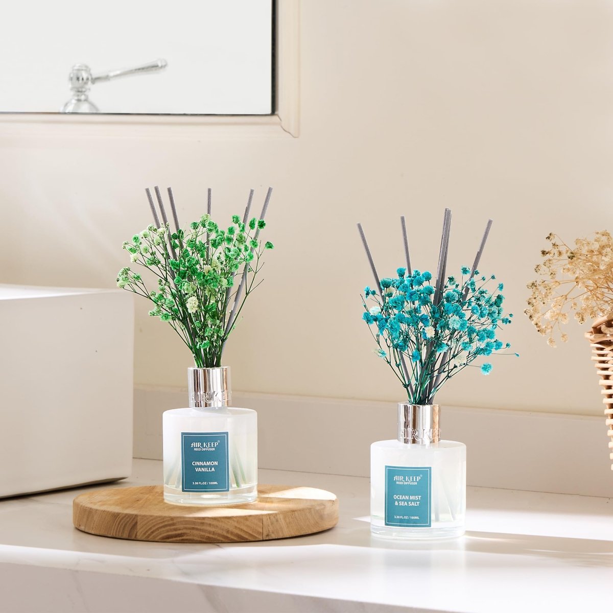 Reed Diffuser Set (3.38 fl oz) – Clean Linen Scent with 8 Sticks, Home Fragrance for Bathroom & Shelf Decor - Easiley - B0DCJ3RZC3