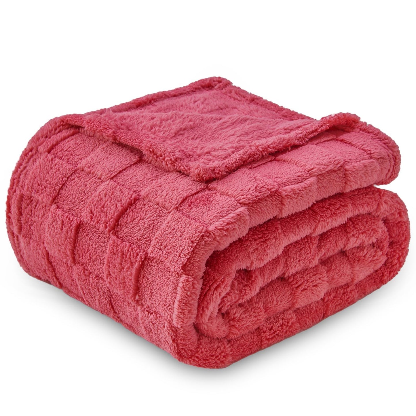 NEWCOSPLAY Super Soft King Blanket – Pink Checkered Flannel Fleece, Lightweight & Silky, All-Season Bed Throw (90"x110").