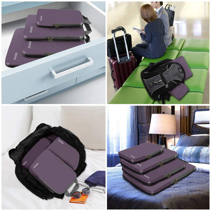 Eono Essentials Compressible Packing Cubes – 4/6-Piece Travel Luggage Organiser Set