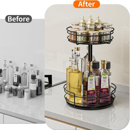 AIRUJIA Rotating Spice Rack Turntable – Lazy Susan Kitchen Organiser for Spices, Oils & Bottles