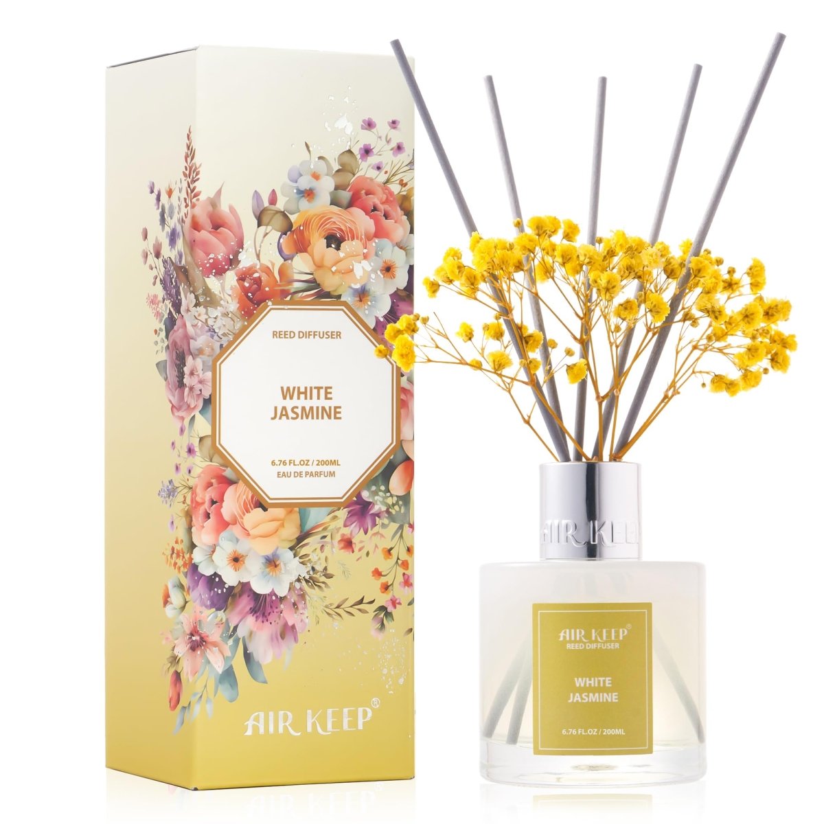 Reed Diffuser Set (3.38 fl oz) – Clean Linen Scent with 8 Sticks, Home Fragrance for Bathroom & Shelf Decor - Easiley - B0D8T6W6ZT