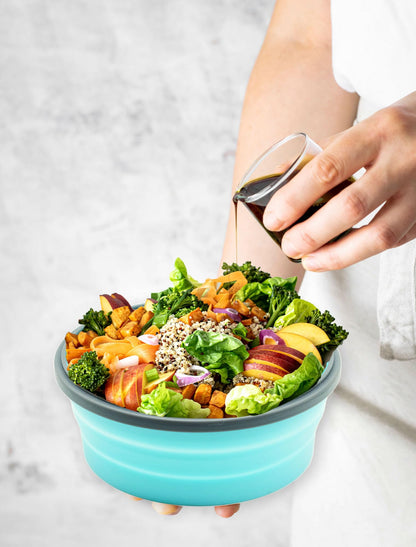 Pack of 4 Foldable Food Storage Boxes with Lid, Collapsible Lunch Box, Foldable Silicone Bowl for Snacks, Meals, Leftovers, On the Go and Home