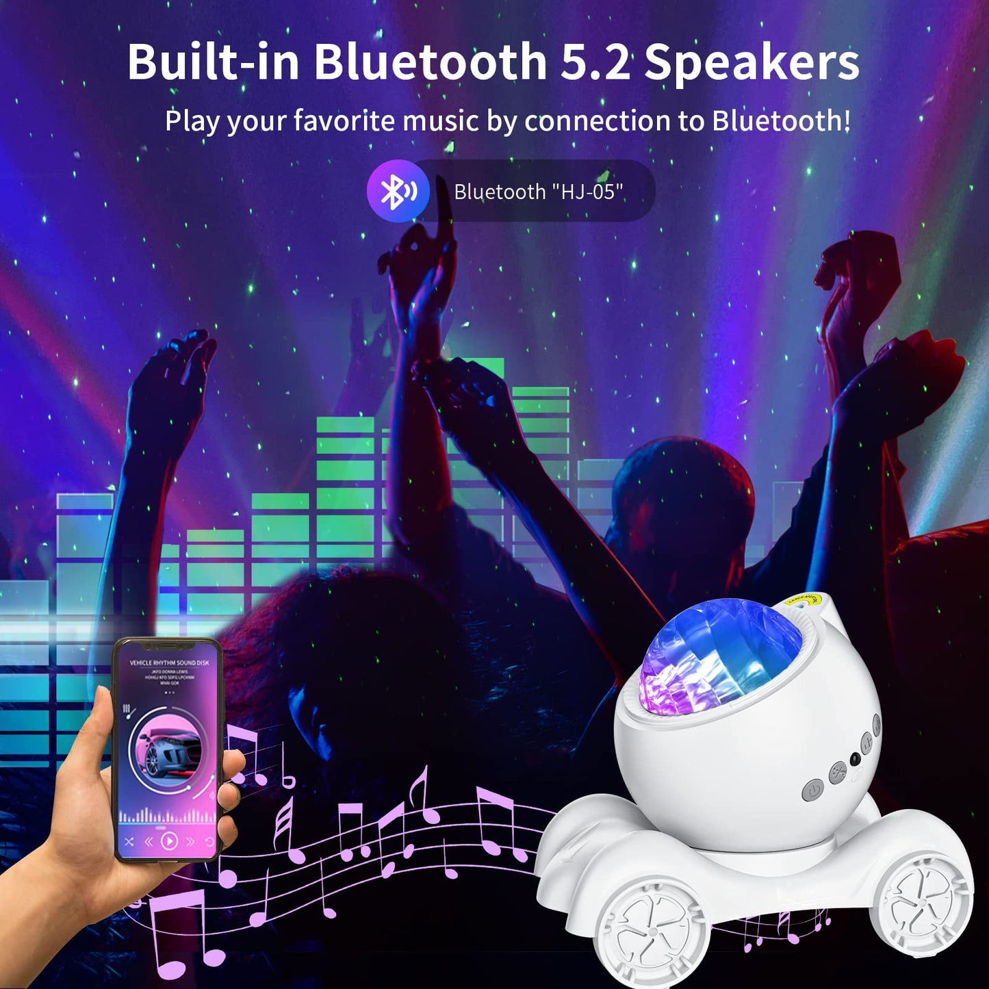 ENOKIK Galaxy Projector – Star & Aurora Night Light with Bluetooth Speaker & White Noise