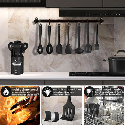 12-Piece Silicone Cooking Utensil Set with Holder – Non-Stick & Heat Resistant