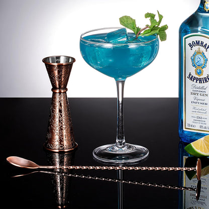 SKY FISH Cocktail Jigger | 3D-Geprägtes Doppel Spiritus-Messgerät | Japanischen Barmaß mit Skala 1oz/2oz | Antik-Kupfer Cocktail Messbecher | Handwäsche.