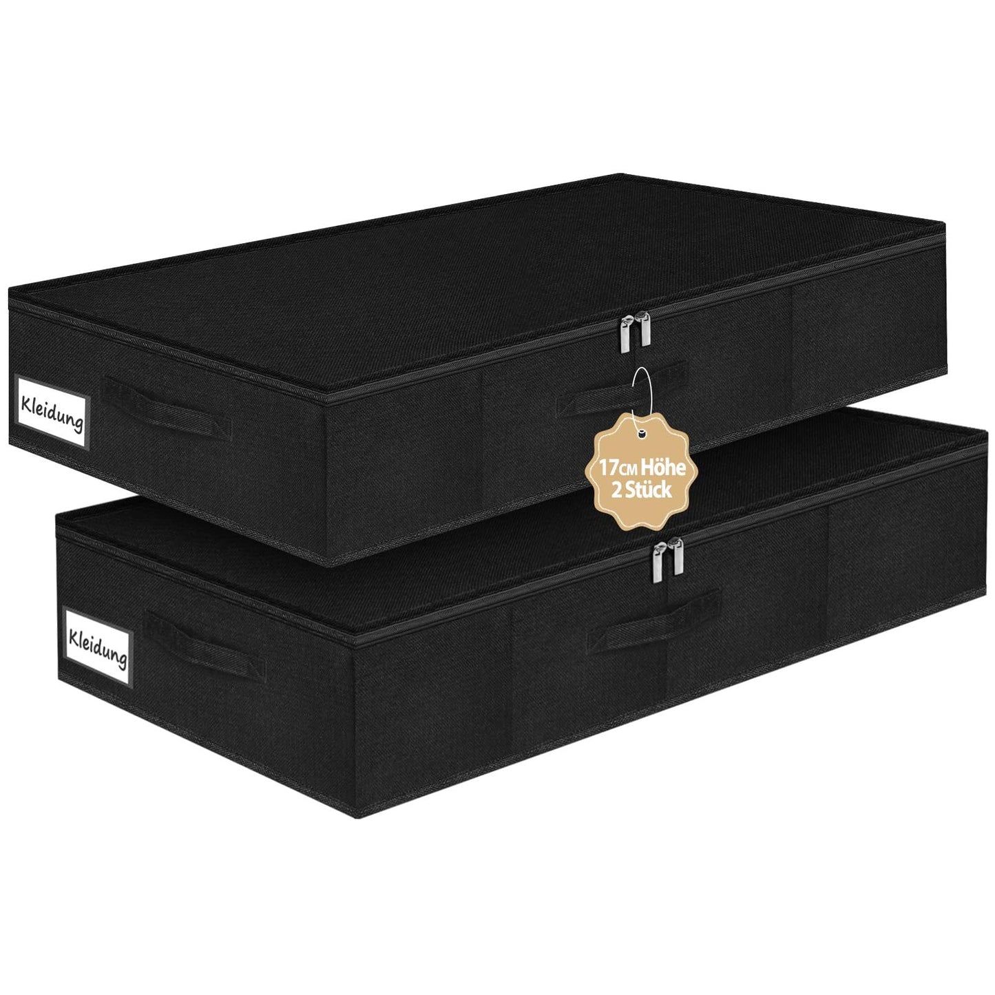 JUPELI Underbed Storage Boxes – Pack of 2 Foldable Fabric Drawers with Handles (Grey)