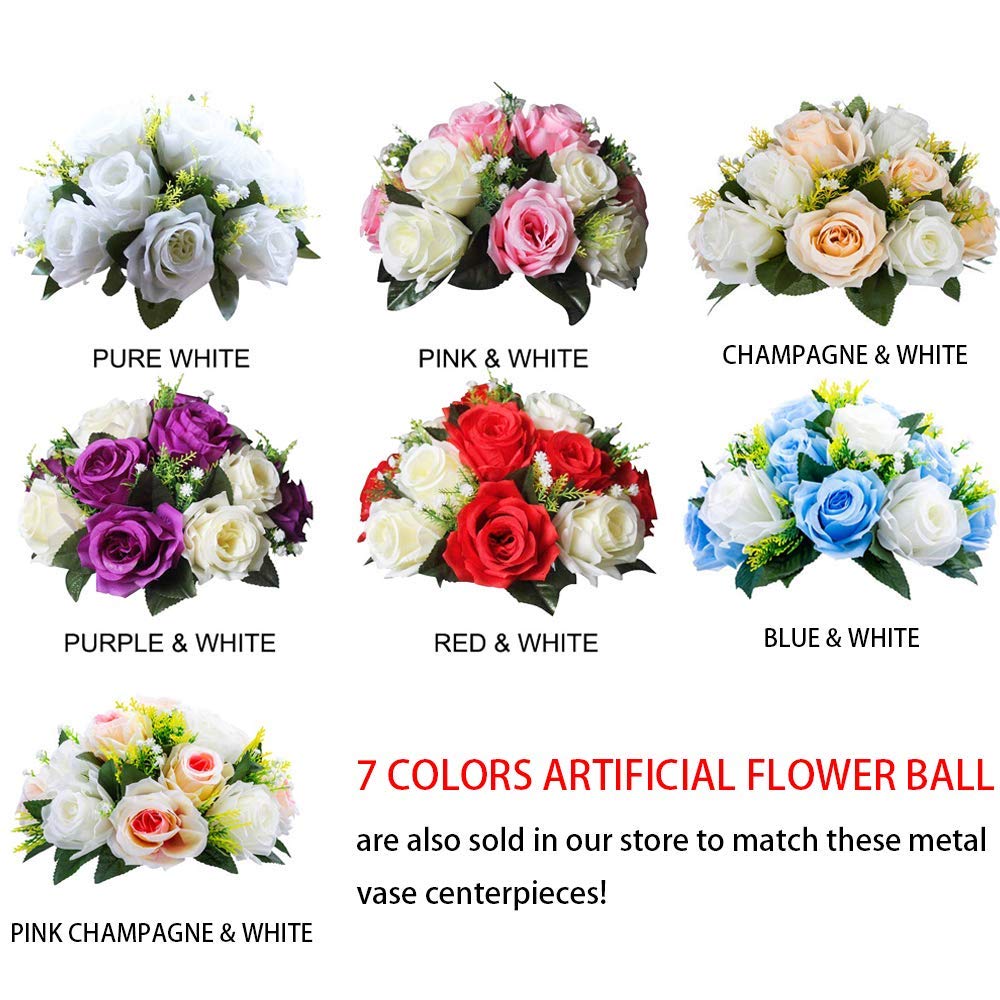 Nuptio Kristall-Blumenständer, Hochzeitsdekoration für Tische, 26 cm Höhe, Blumenhalter, Mittelstück, Metall-Blumenvase für Hochzeit, Party, Empfang, Esszimmer, Wohnzimmer, Dekoration, 2 Stück