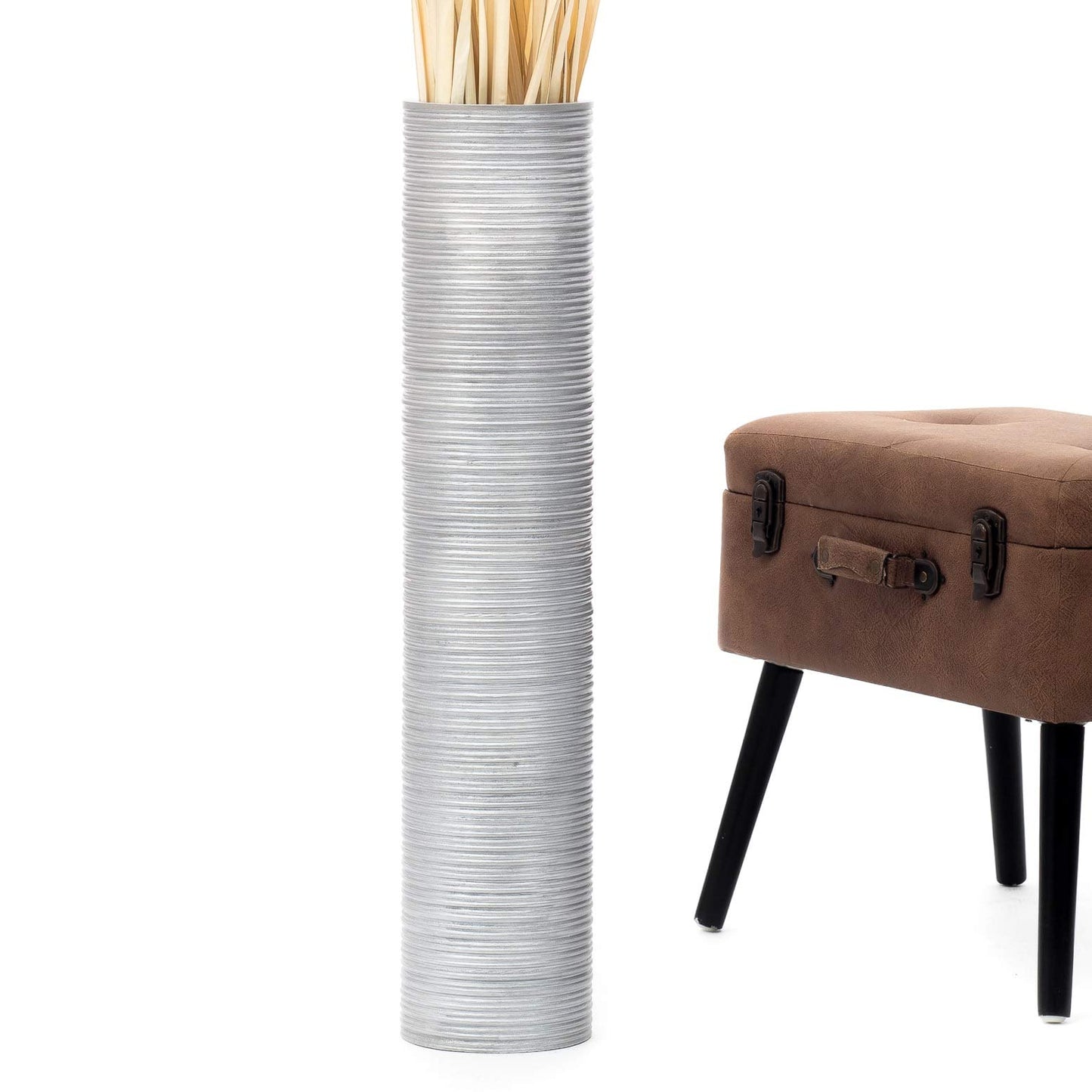 Puinen lattiamaljakko pampaheinille & oksille, 70 cm