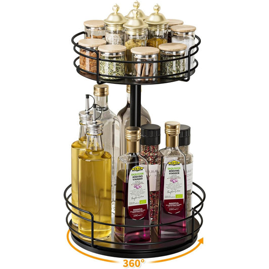 AIRUJIA Rotating Spice Rack Turntable – Lazy Susan Kitchen Organiser for Spices, Oils & Bottles