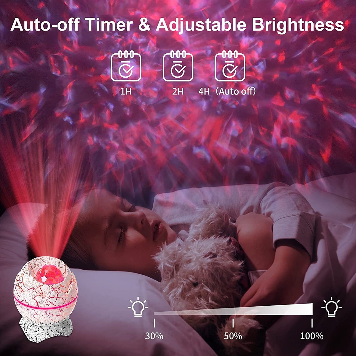 Rossetta Galaxy Star Projector – Night Light, White Noise, Bluetooth Speaker & Remote