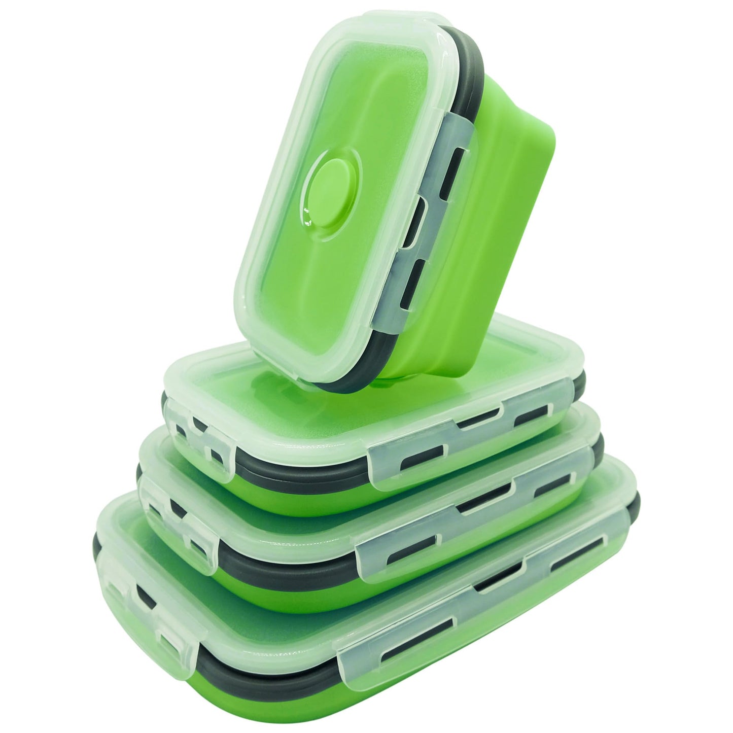 Pack of 4 Foldable Food Storage Boxes with Lid, Collapsible Lunch Box, Foldable Silicone Bowl for Snacks, Meals, Leftovers, On the Go and Home