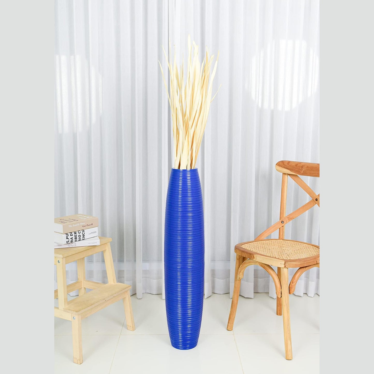 Suuri puinen lattiamaljakko, 70 cm