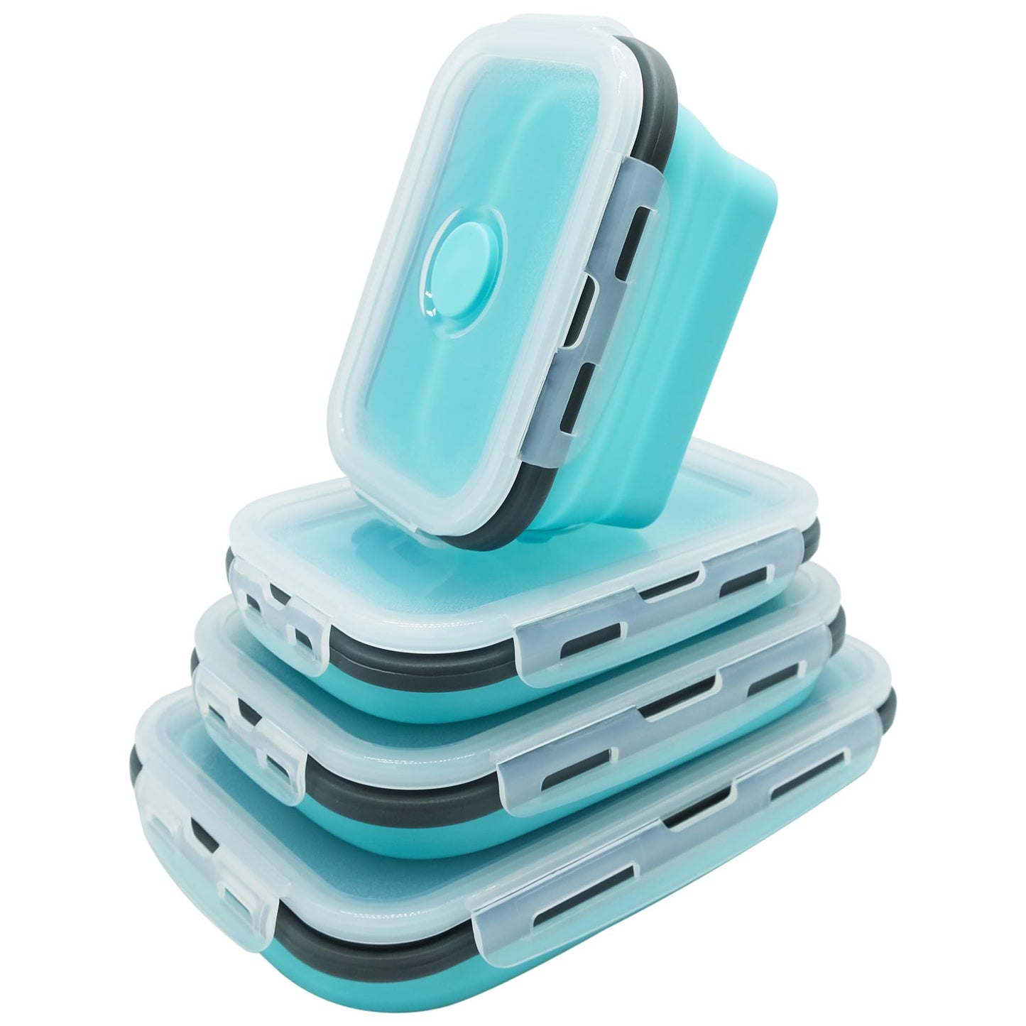 Pack of 4 Foldable Food Storage Boxes with Lid, Collapsible Lunch Box, Foldable Silicone Bowl for Snacks, Meals, Leftovers, On the Go and Home