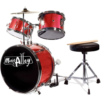 Music Alley Junior Drum Kit for Kids with Kick Drum Pedal, Drum Stool & Drum Sticks - Red - Easiley - B01M5F61SN