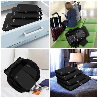 Eono Essentials Compressible Packing Cubes – 4/6-Piece Travel Luggage Organiser Set