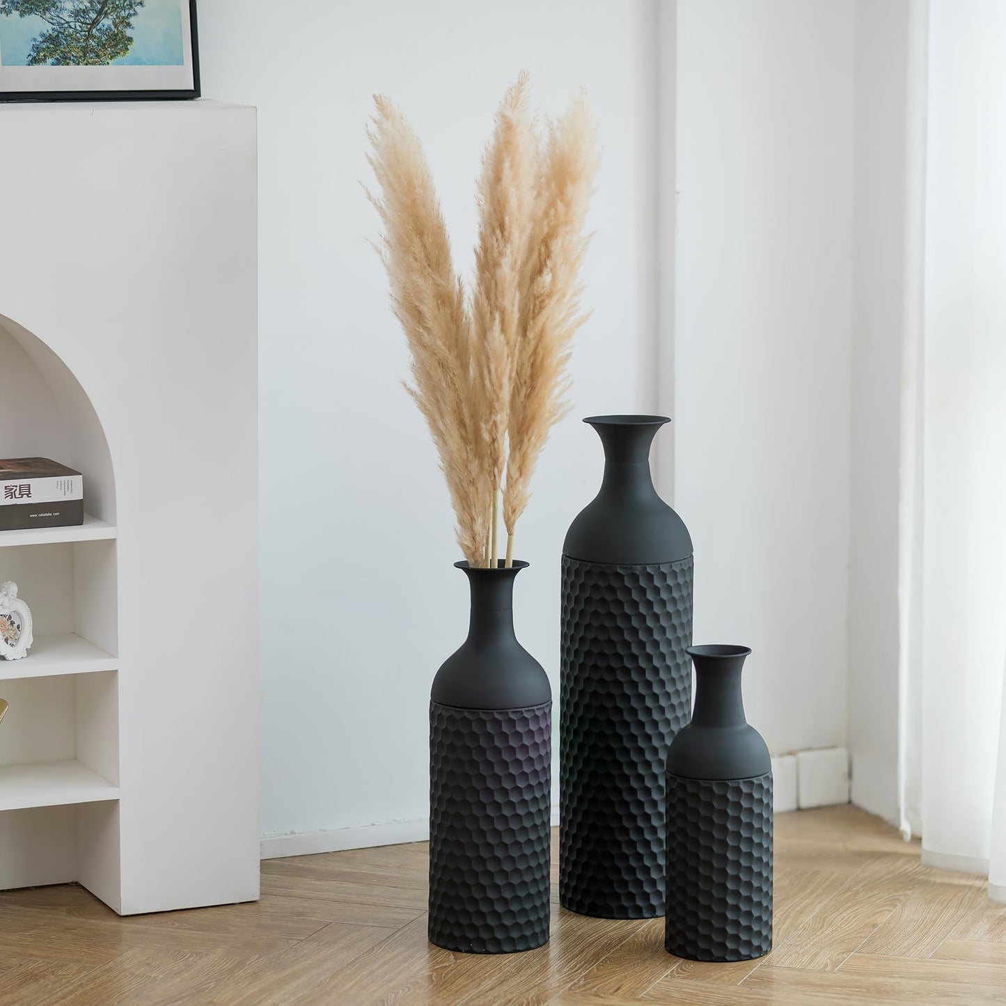 2 kpl sinisiä metallisia lattiamaljakoita (66/60 cm)