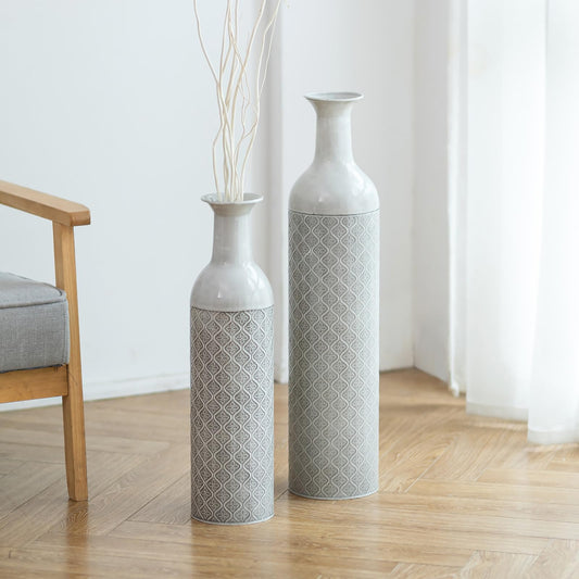 2 kpl sinisiä metallisia lattiamaljakoita (66/60 cm)