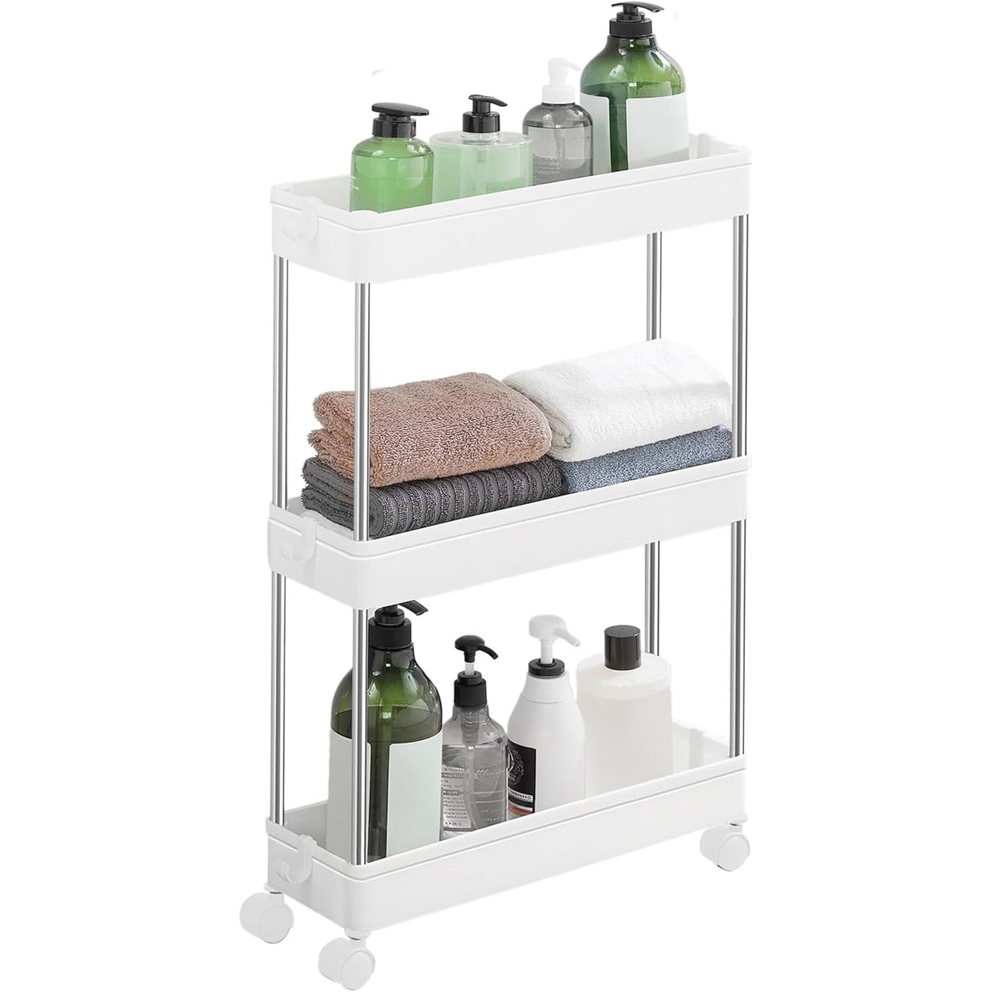 SONGMICS kapea 4-tasoinen säilytyskärry pyörillä – keittiöön ja kylpyhuoneeseen (40 × 12,5 × 86 cm)